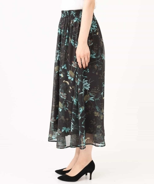 MK MICHEL KLEIN（エムケーミッシェルクラン）の「[洗える]水彩花柄シフォンスカート（スカート・レディース・ダークブラウン/キャメル・38）」の11枚目の写真