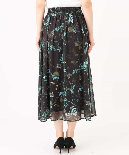 MK MICHEL KLEIN（エムケーミッシェルクラン）の「[洗える]水彩花柄シフォンスカート（スカート・レディース・ダークブラウン/キャメル・38）」の10枚目の写真