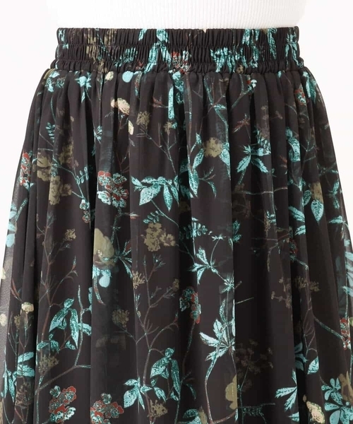MK MICHEL KLEIN（エムケーミッシェルクラン）の「[洗える]水彩花柄シフォンスカート（スカート・レディース・ダークブラウン/キャメル・38）」の9枚目の写真