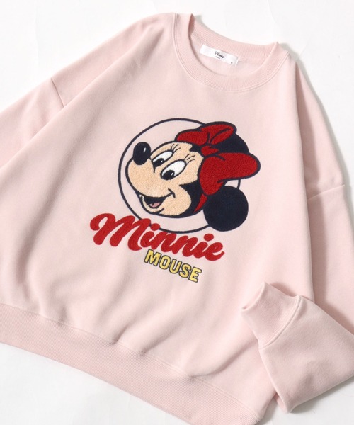 Disney(ディズニー)の「別注 Disney(ディズニー)キャラクターサガラ刺繍スウェットトレーナー(裏起毛)ミッキーマウス ミニーマウス(スウェット・レディース・パープル/グレー系その他/ブラック系1/ライトピンク・M/L)」の1枚目の写真