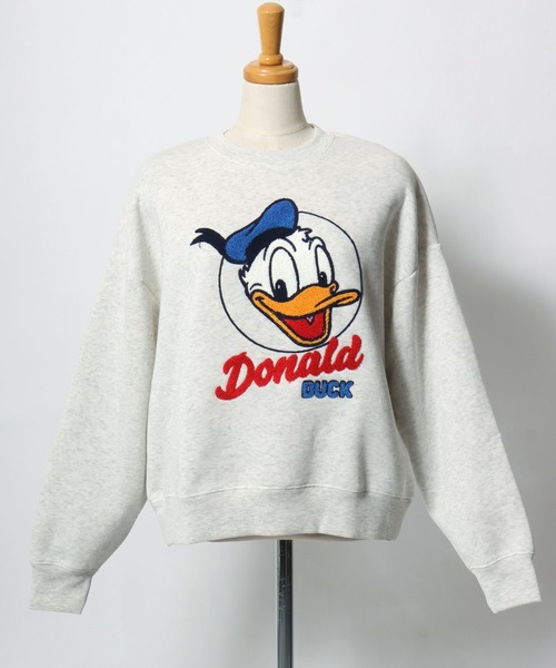 Disney(ディズニー)の「別注 Disney(ディズニー)キャラクターサガラ刺繍スウェットトレーナー(裏起毛)ミッキーマウス ミニーマウス(スウェット・レディース・パープル/グレー系その他/ブラック系1/ライトピンク・M/L)」の5枚目の写真