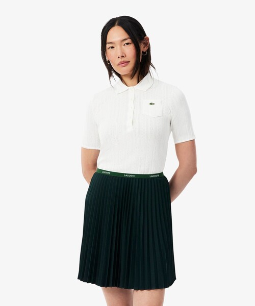LACOSTE（ラコステ）の「透かし編みブランドネームロゴニットポロシャツ（ポロシャツ・レディース・オフホワイト/ライトピンク・34/36/38/40）」の10枚目の写真