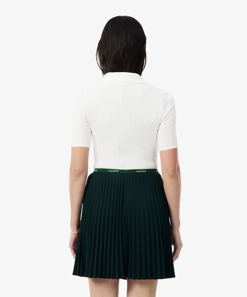 LACOSTE（ラコステ）の「透かし編みブランドネームロゴニットポロシャツ（ポロシャツ・レディース・オフホワイト/ライトピンク・34/36/38/40）」の12枚目の写真