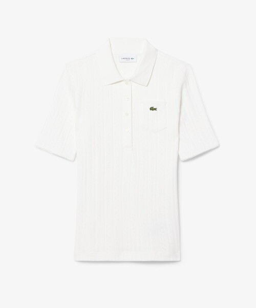 LACOSTE（ラコステ）の「透かし編みブランドネームロゴニットポロシャツ（ポロシャツ・レディース・オフホワイト/ライトピンク・34/36/38/40）」の13枚目の写真
