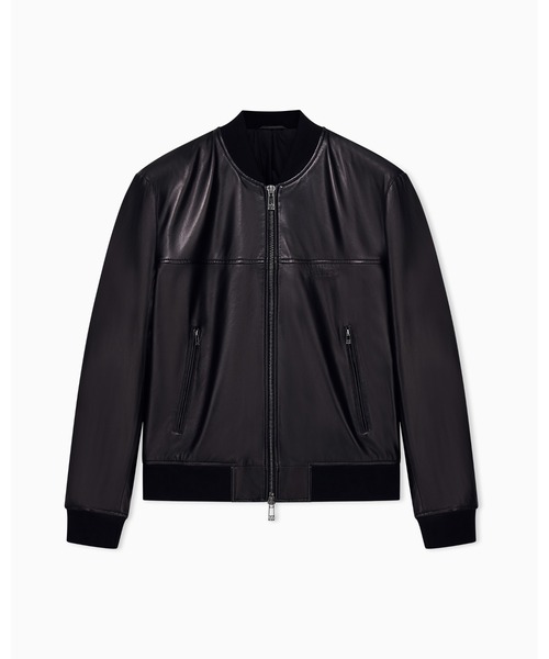 ARMANI EXCHANGE(アルマーニエクスチェンジ)の「【A|X アルマーニ エクスチェンジ】シープレザー ライトパファー ボンバージャケット(ブルゾン・メンズ・ブラック・LARGE/MEDIUM/SMALL/X-LARGE/X-SMALL)」の1枚目の写真