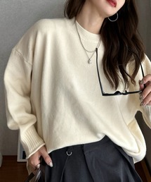 【Eclat one】ドロップショルダー クルーネック ルーズ ニットセーター