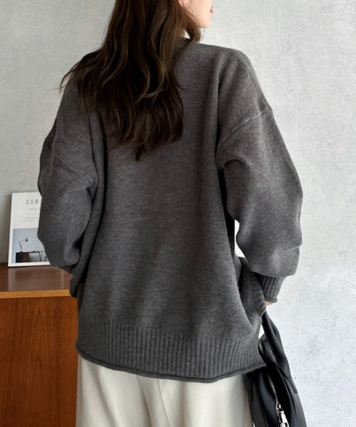 Eclat one(エクラワン)の「【Eclat one】ドロップショルダー クルーネック ルーズ ニットセーター(ニット/セーター・レディース・アイボリー/チャコールグレー/レッド/モスグリーン・FREE)」の16枚目の写真