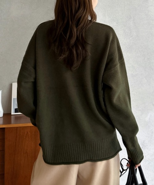 Eclat one(エクラワン)の「【Eclat one】ドロップショルダー クルーネック ルーズ ニットセーター(ニット/セーター・レディース・アイボリー/チャコールグレー/レッド/モスグリーン・FREE)」の22枚目の写真