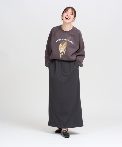 meeny miny(ミーニーマイニー)の「【よそんちの猫】キジトラ ラメプルオーバー(スウェット・レディース・チャコールグレー/ベージュ・S-M)」の14枚目の写真