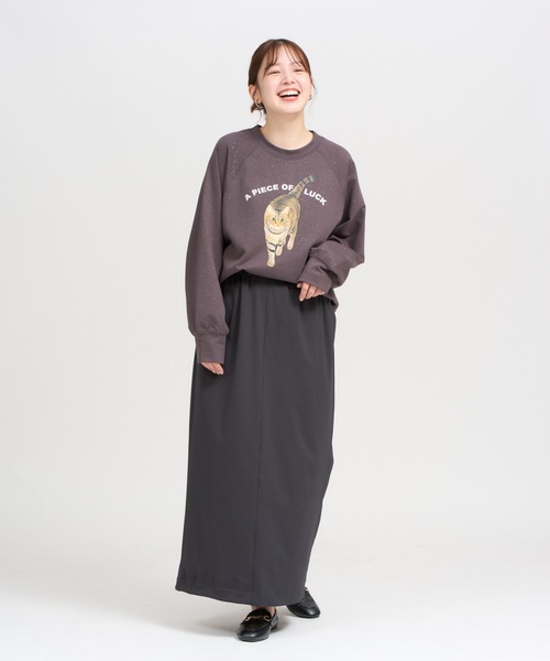 meeny miny(ミーニーマイニー)の「【よそんちの猫】キジトラ ラメプルオーバー(スウェット・レディース・チャコールグレー/ベージュ・S-M)」の11枚目の写真
