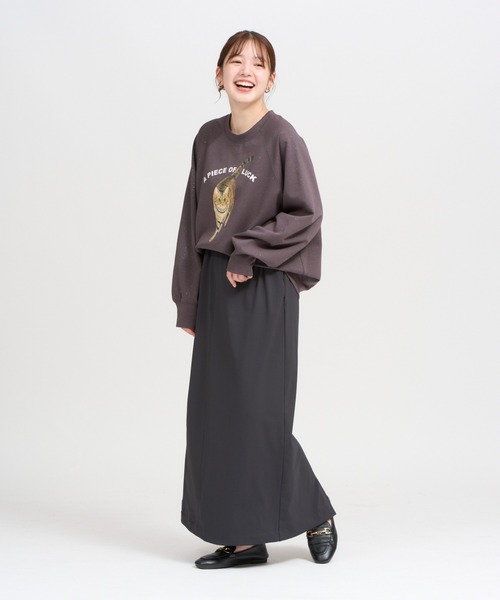 meeny miny(ミーニーマイニー)の「【よそんちの猫】キジトラ ラメプルオーバー(スウェット・レディース・チャコールグレー/ベージュ・S-M)」の12枚目の写真