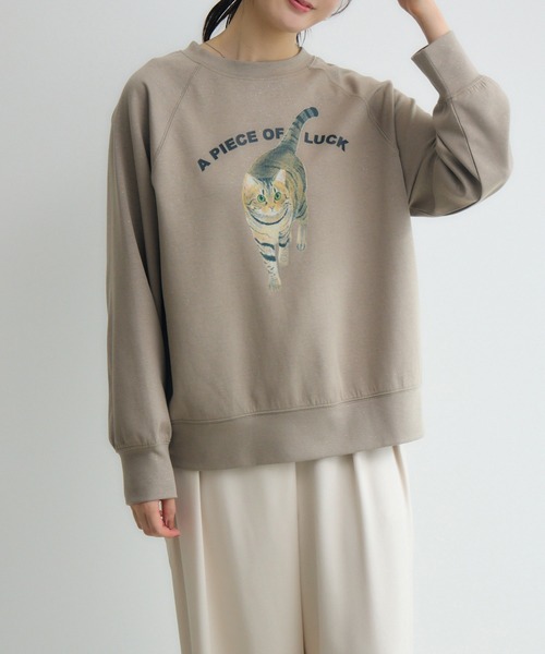 meeny miny(ミーニーマイニー)の「【よそんちの猫】キジトラ ラメプルオーバー(スウェット・レディース・チャコールグレー/ベージュ・S-M)」の18枚目の写真