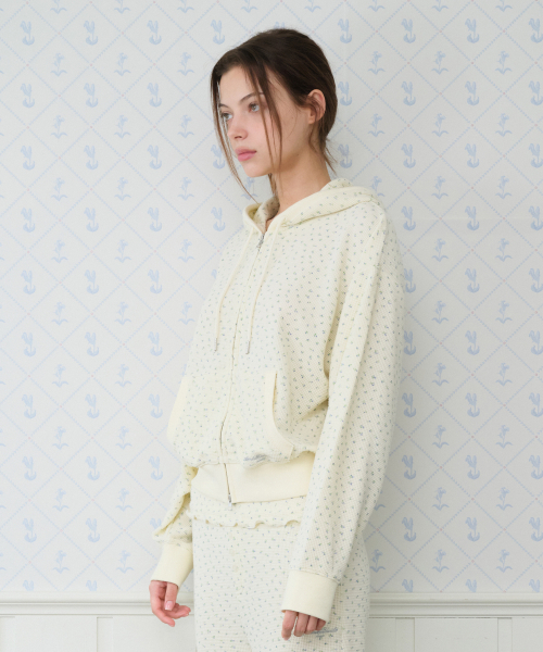 AMESWORLDWIDE(アメスワールドワイド)の「CLASSIC FLOWER WAFFLE HOODIE ZIP-UP CREAM(パーカー・レディース・その他・FREE)」の6枚目の写真