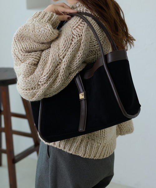 apres jour clair(アプレジュールクレア)の「【apres jour clair】2WAYデザインスウェードバッグ(ショルダーバッグ・レディース・ベージュ/ブラウン系その他/ブラック・フリ-)」の6枚目の写真