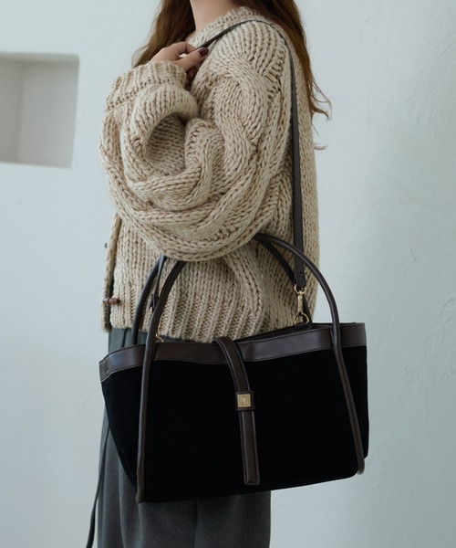 apres jour clair(アプレジュールクレア)の「【apres jour clair】2WAYデザインスウェードバッグ(ショルダーバッグ・レディース・ベージュ/ブラウン系その他/ブラック・フリ-)」の7枚目の写真
