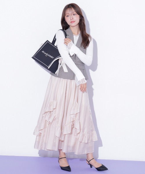 JILL by JILL STUART（ジルバイジルスチュアート）の「サイドリボンニットトートバッグ（ショルダーバッグ・レディース・ブラック/ピンク・FREE）」の5枚目の写真