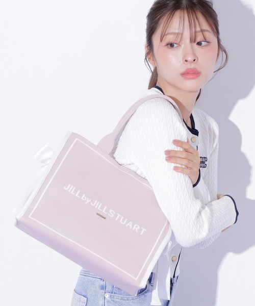 JILL by JILL STUART（ジルバイジルスチュアート）の「サイドリボンニットトートバッグ（ショルダーバッグ・レディース・ブラック/ピンク・FREE）」の6枚目の写真