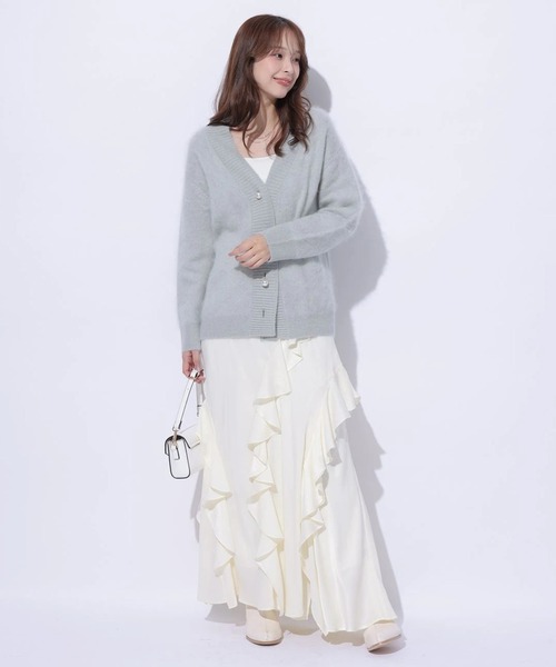 Mystrada（マイストラーダ）の「アシメラッフルナロースカート（スカート・レディース・チャコールグレー/オフホワイト/ピンクベージュ・38/36/34）」の8枚目の写真