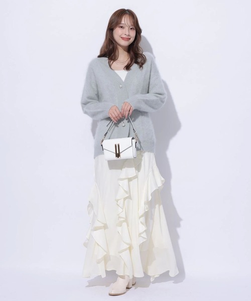 Mystrada（マイストラーダ）の「アシメラッフルナロースカート（スカート・レディース・チャコールグレー/オフホワイト/ピンクベージュ・38/36/34）」の9枚目の写真