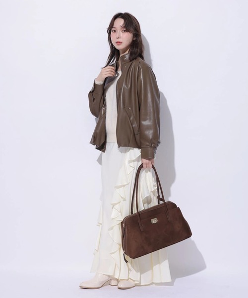 Mystrada（マイストラーダ）の「アシメラッフルナロースカート（スカート・レディース・チャコールグレー/オフホワイト/ピンクベージュ・38/36/34）」の12枚目の写真