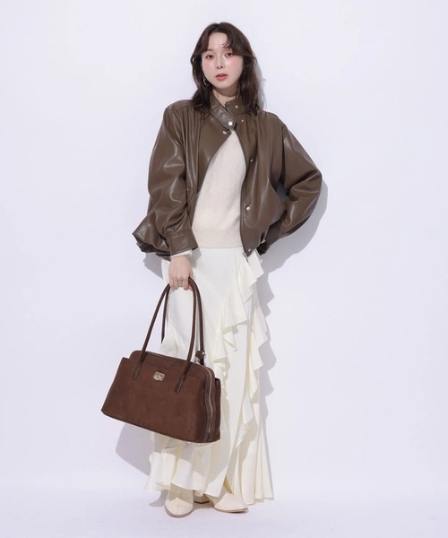 Mystrada（マイストラーダ）の「アシメラッフルナロースカート（スカート・レディース・チャコールグレー/オフホワイト/ピンクベージュ・38/36/34）」の13枚目の写真