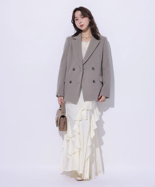 Mystrada（マイストラーダ）の「アシメラッフルナロースカート（スカート・レディース・チャコールグレー/オフホワイト/ピンクベージュ・38/36/34）」の15枚目の写真