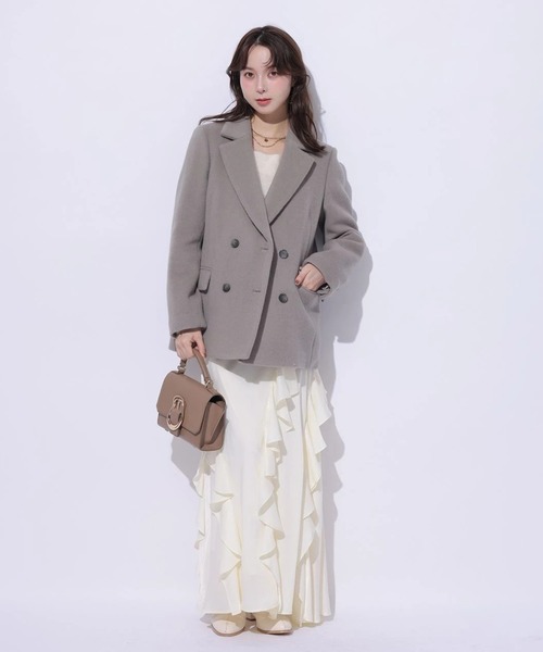 Mystrada（マイストラーダ）の「アシメラッフルナロースカート（スカート・レディース・チャコールグレー/オフホワイト/ピンクベージュ・38/36/34）」の18枚目の写真