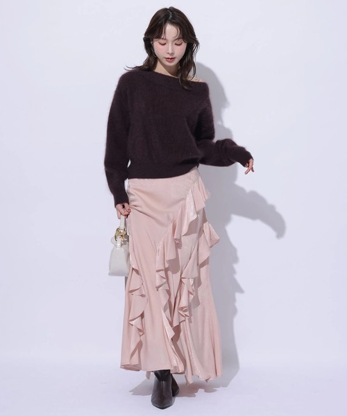 Mystrada（マイストラーダ）の「アシメラッフルナロースカート（スカート・レディース・チャコールグレー/オフホワイト/ピンクベージュ・38/36/34）」の22枚目の写真