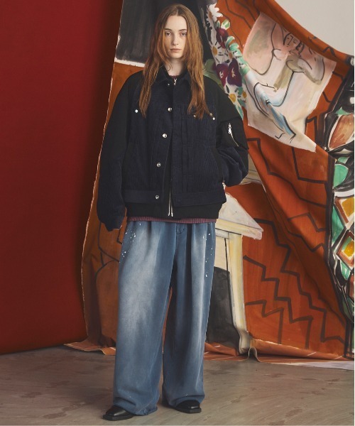 MAISON SPECIAL（メゾンスペシャル）の「《UNISEX》コーデュロイドッキングプライムオーバーレイヤリングトラッカージャケット/Corduroy Docking Prime-Over Layering Trucker Jacket【MAISON SPECIAL/メゾンスペシャル】（ブルゾン・メンズ・ネイビー/バーガンディー/ブラック・2/0/1）」の5枚目の写真