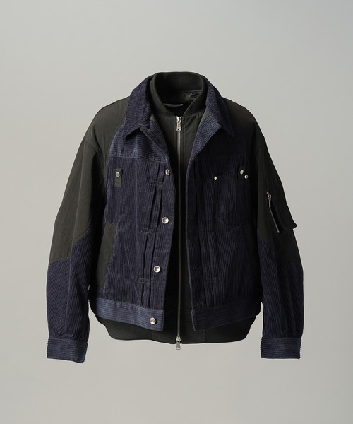 MAISON SPECIAL（メゾンスペシャル）の「《UNISEX》コーデュロイドッキングプライムオーバーレイヤリングトラッカージャケット/Corduroy Docking Prime-Over Layering Trucker Jacket【MAISON SPECIAL/メゾンスペシャル】（ブルゾン・メンズ・ネイビー/バーガンディー/ブラック・2/0/1）」の19枚目の写真