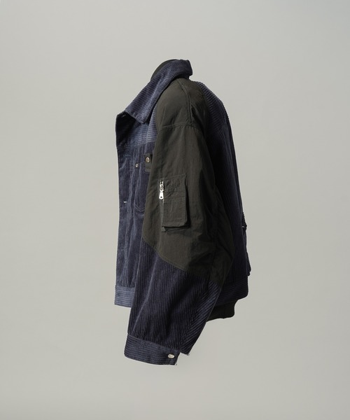 MAISON SPECIAL（メゾンスペシャル）の「《UNISEX》コーデュロイドッキングプライムオーバーレイヤリングトラッカージャケット/Corduroy Docking Prime-Over Layering Trucker Jacket【MAISON SPECIAL/メゾンスペシャル】（ブルゾン・メンズ・ネイビー/バーガンディー/ブラック・2/0/1）」の20枚目の写真