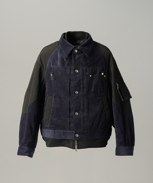 MAISON SPECIAL（メゾンスペシャル）の「《UNISEX》コーデュロイドッキングプライムオーバーレイヤリングトラッカージャケット/Corduroy Docking Prime-Over Layering Trucker Jacket【MAISON SPECIAL/メゾンスペシャル】（ブルゾン・メンズ・ネイビー/バーガンディー/ブラック・2/0/1）」の22枚目の写真