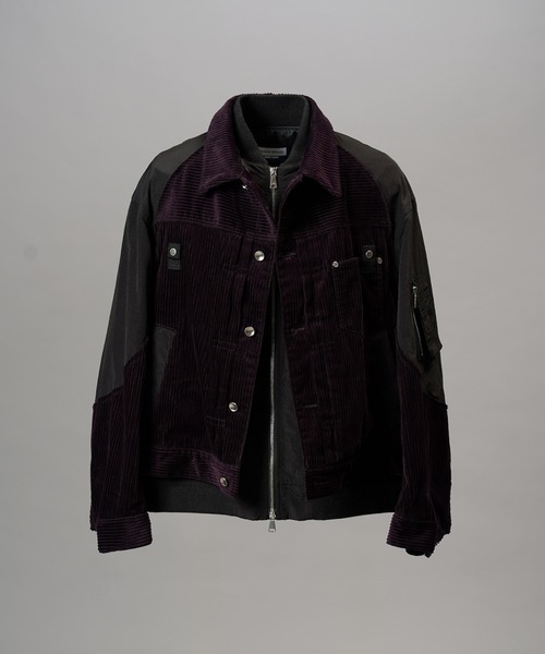 MAISON SPECIAL（メゾンスペシャル）の「《UNISEX》コーデュロイドッキングプライムオーバーレイヤリングトラッカージャケット/Corduroy Docking Prime-Over Layering Trucker Jacket【MAISON SPECIAL/メゾンスペシャル】（ブルゾン・メンズ・ネイビー/バーガンディー/ブラック・2/0/1）」の18枚目の写真