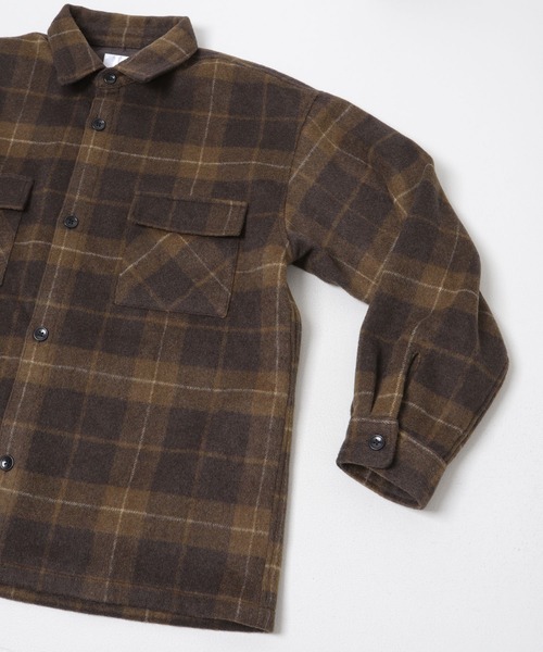 ITEMS URBANRESEARCH（アイテムズ アーバンリサーチ）の「シャギーチェック CPO シャツジャケット（カバーオール・メンズ・ブラック/ブラウン/ネイビー・MEDIUM/LARGE）」の12枚目の写真