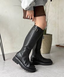 サイドバックルロングブーツ