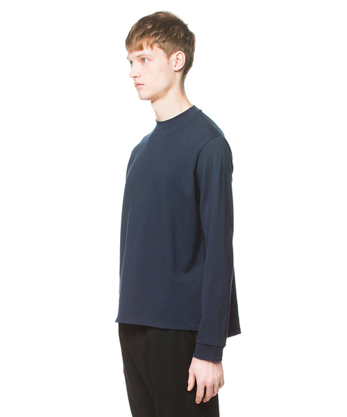 CLANE（クラネ）の「HI-NECK BACK LONG TOPS（Tシャツ/カットソー・メンズ・ネイビー/ホワイト/ブラック・1/2）」の11枚目の写真