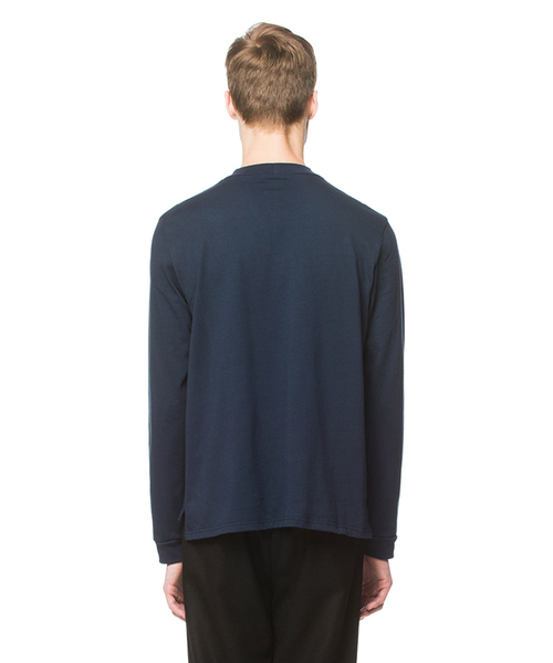 CLANE（クラネ）の「HI-NECK BACK LONG TOPS（Tシャツ/カットソー・メンズ・ネイビー/ホワイト/ブラック・1/2）」の10枚目の写真