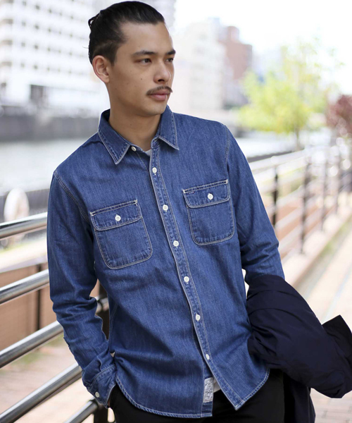 Denime（ドゥニーム）の「デニムワークシャツ（シャツ/ブラウス・メンズ・ダークインディゴブルー/インディゴブルー・MEDIUM/SMALL/X-LARGE/LARGE）」の10枚目の写真