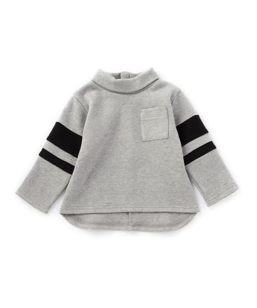 green label relaxing（グリーンレーベルリラクシング）の「【BABY】スムース ソデライン ハイネック◆（Tシャツ/カットソー・キッズ・グレー/オフホワイト・85cm）」の2枚目の写真