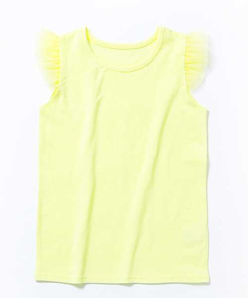 devirock（デビロック）の「チュール袖ノースリーブTシャツ（Tシャツ/カットソー・キッズ・ブラック/ピンク/ターコイズブルー/ネイビー/パープル/スモークピンク/グリーン系その他/ライトイエロー/レッド系その他/グレー系その他・100cm/120cm/110cm/160cm/130cm/140cm/150cm）」の15枚目の写真