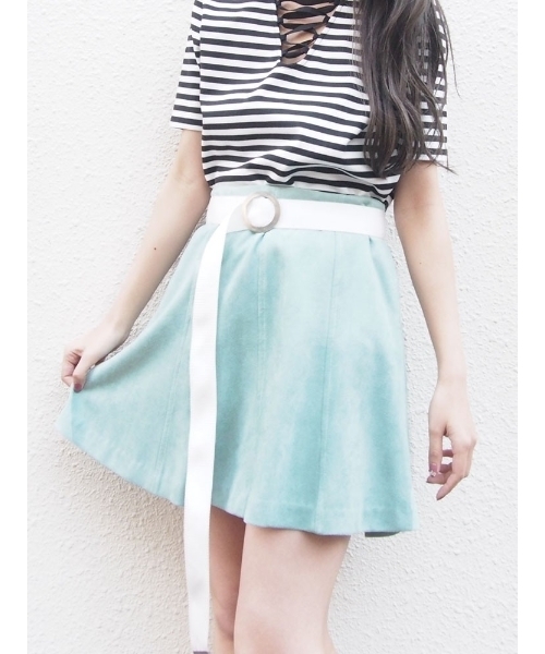 MURUA（ムルーア）の「フェイクスウェードミニスカート（スカート・レディース・オレンジ/ミント/ブラック・FREE）」の3枚目の写真