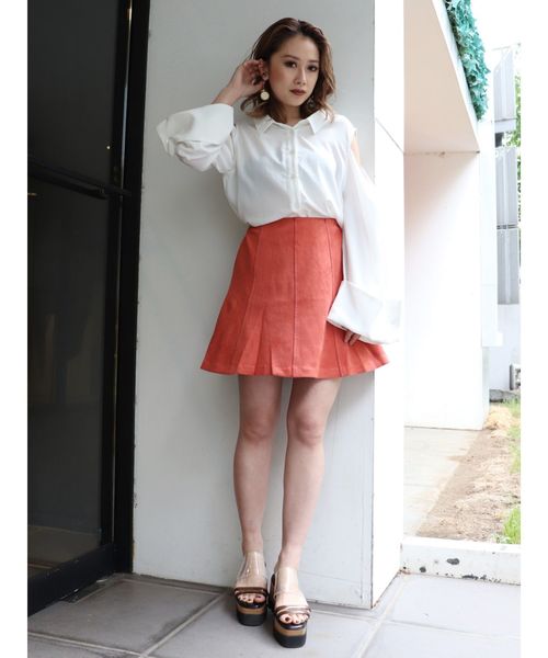 MURUA（ムルーア）の「フェイクスウェードミニスカート（スカート・レディース・オレンジ/ミント/ブラック・FREE）」の4枚目の写真