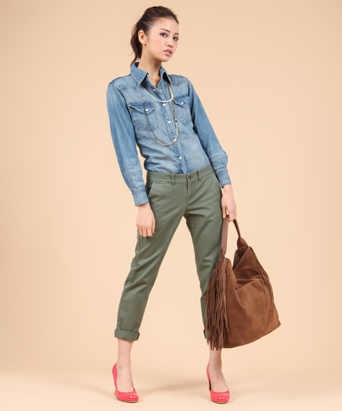 Demi-Luxe BEAMS(デミルクス ビームス)の「Demi-Luxe BEAMS / バイオウォッシュ チノパンツ(チノパンツ・レディース・ベージュ/グリーン系その他/ホワイト・36/38/40)」の18枚目の写真