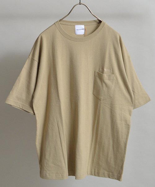 Homeyland(ホーミーランド)の「Homeyland/ホーミーランド WIDE HALF SLEEVE TEE ポケットTシャツ(Tシャツ/カットソー・メンズ・ホワイト/ベージュ/ブラック・L/M)」の1枚目の写真