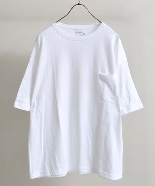Homeyland(ホーミーランド)の「Homeyland/ホーミーランド WIDE HALF SLEEVE TEE ポケットTシャツ(Tシャツ/カットソー・メンズ・ホワイト/ベージュ/ブラック・L/M)」の2枚目の写真
