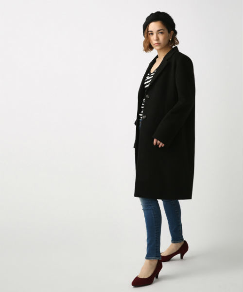 AZUL by moussy（アズールバイマウジー）の「ｽﾀﾝﾀﾞｰﾄﾞﾁｪｽﾀｰｺｰﾄ（チェスターコート・レディース・ブラック/ベージュ/トップグレー・SMALL/MEDIUM/LARGE）」の2枚目の写真