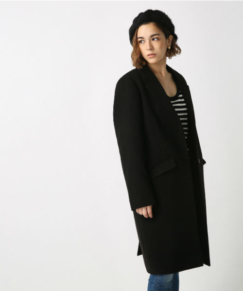 AZUL by moussy（アズールバイマウジー）の「ｽﾀﾝﾀﾞｰﾄﾞﾁｪｽﾀｰｺｰﾄ（チェスターコート・レディース・ブラック/ベージュ/トップグレー・SMALL/MEDIUM/LARGE）」の5枚目の写真