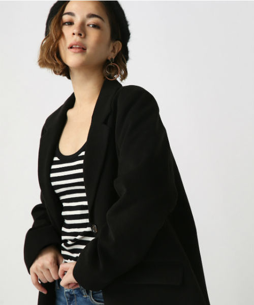 AZUL by moussy（アズールバイマウジー）の「ｽﾀﾝﾀﾞｰﾄﾞﾁｪｽﾀｰｺｰﾄ（チェスターコート・レディース・ブラック/ベージュ/トップグレー・SMALL/MEDIUM/LARGE）」の6枚目の写真