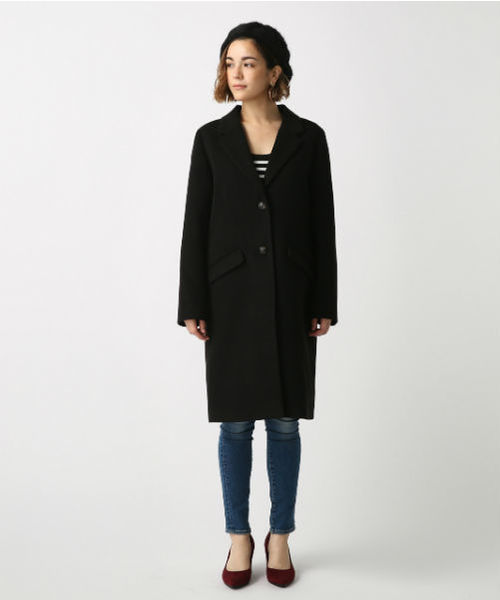 AZUL by moussy（アズールバイマウジー）の「ｽﾀﾝﾀﾞｰﾄﾞﾁｪｽﾀｰｺｰﾄ（チェスターコート・レディース・ブラック/ベージュ/トップグレー・SMALL/MEDIUM/LARGE）」の7枚目の写真