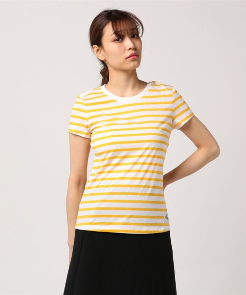 Calvin Klein Jeans(カルヴァンクラインジーンズ)の「ストライプ クルーネックTシャツ(Tシャツ/カットソー・レディース・ブラック/ピンク/ネイビー/イエロー・LARGE/MEDIUM/SMALL/X-SMALL)」の9枚目の写真